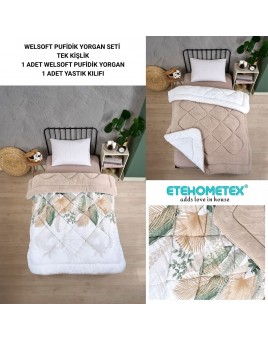 ETE HOMETEX TEK KİŞİLİK LÜX WELSOFT YORGAN ALENA BEJ 155X215CM 8696474231859